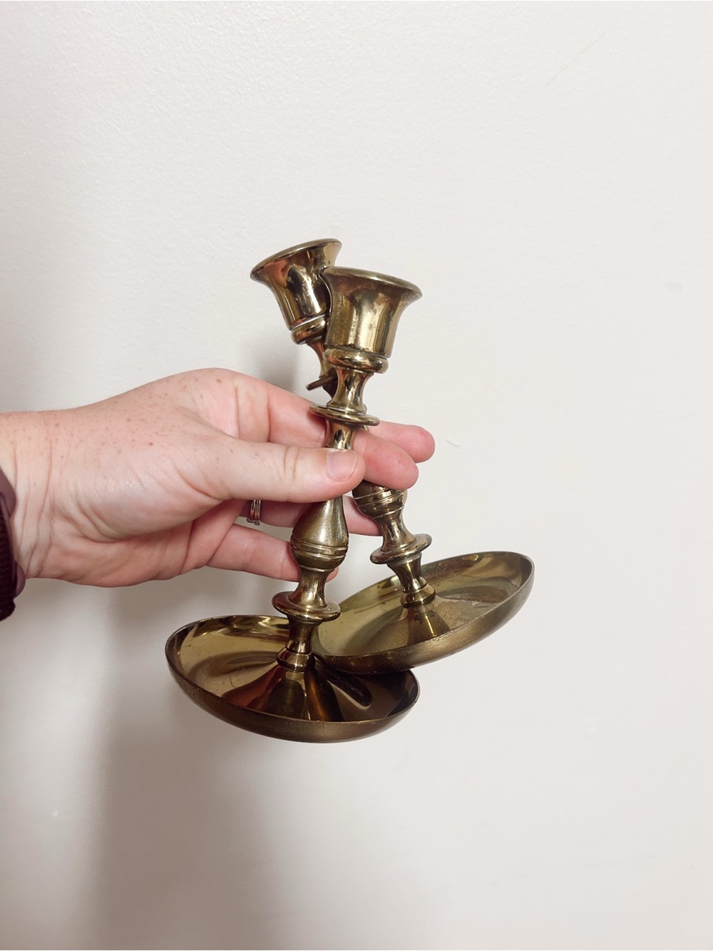 Set of 2 Brass Candlestick Holders